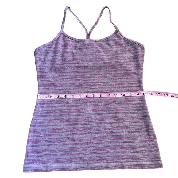 Lululemon Power Y Tank Top Sz 10 Muted Mauve Stripes Galore Pink Gray Purple - Picture 7 of 8